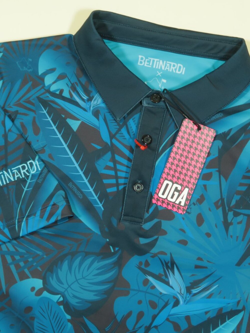 Bettinardi Oahu Golf Apparel Tiki Tropical Polo Shirt Mens L Blue New
